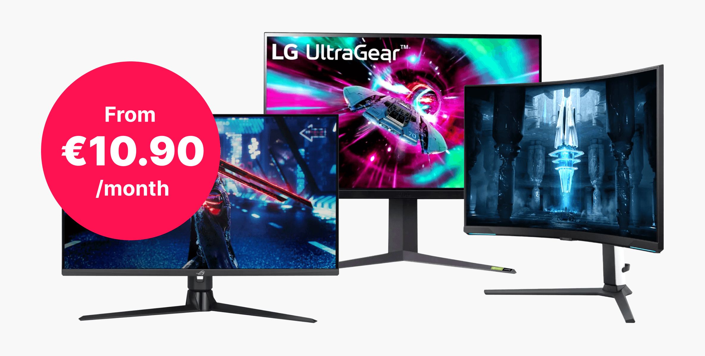 Immerse yourself in every detail with high-end Gaming Monitors for just €10.90/month