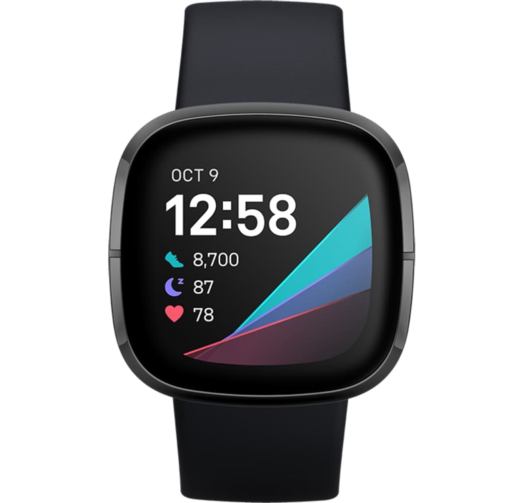 Kohlenstoff und Graphit Fitbit Sense Smartwatch, Stainless steel case, 41mm.2