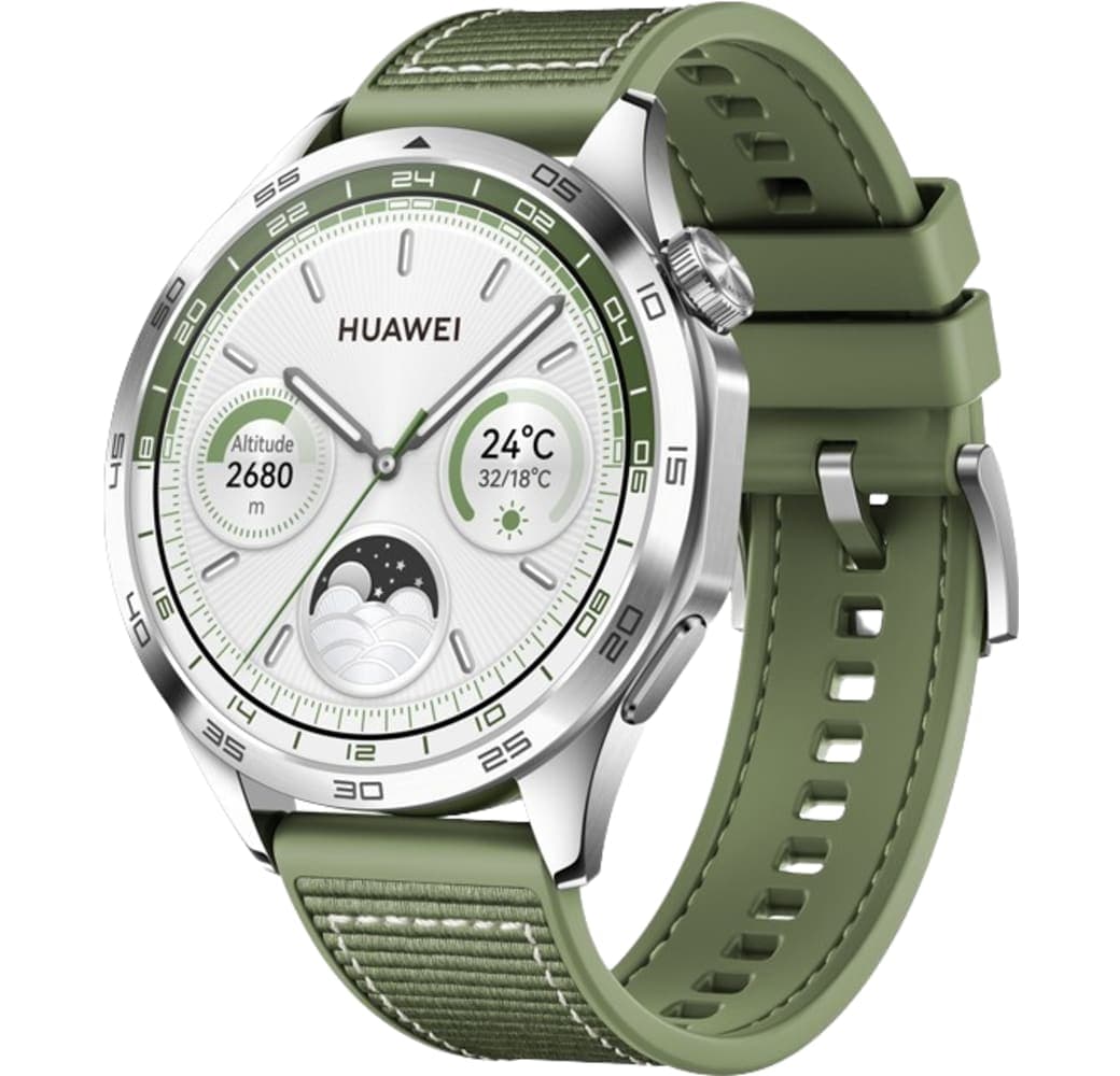 Green Huawei Watch GT4 Smartwatch, Stainless Steel Case, 46mm.1
