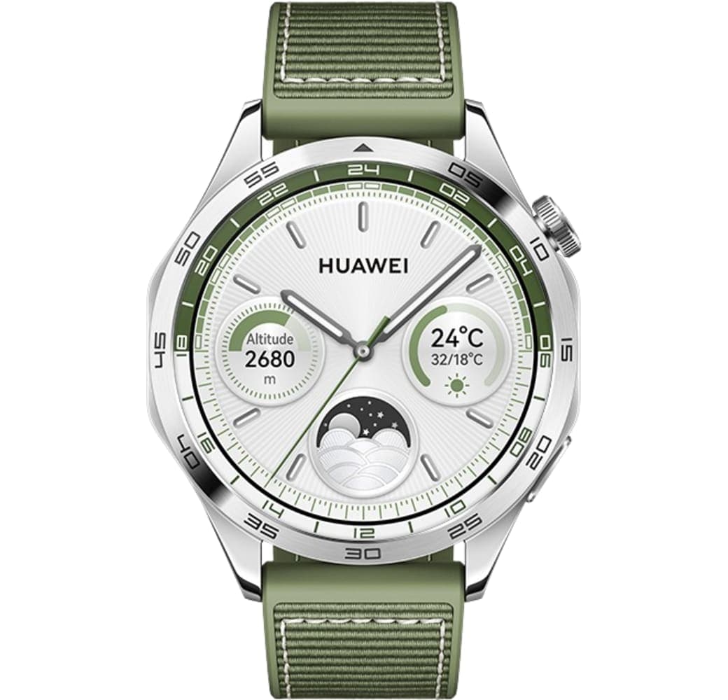 Green Huawei Watch GT4 Smartwatch, Stainless Steel Case, 46mm.2