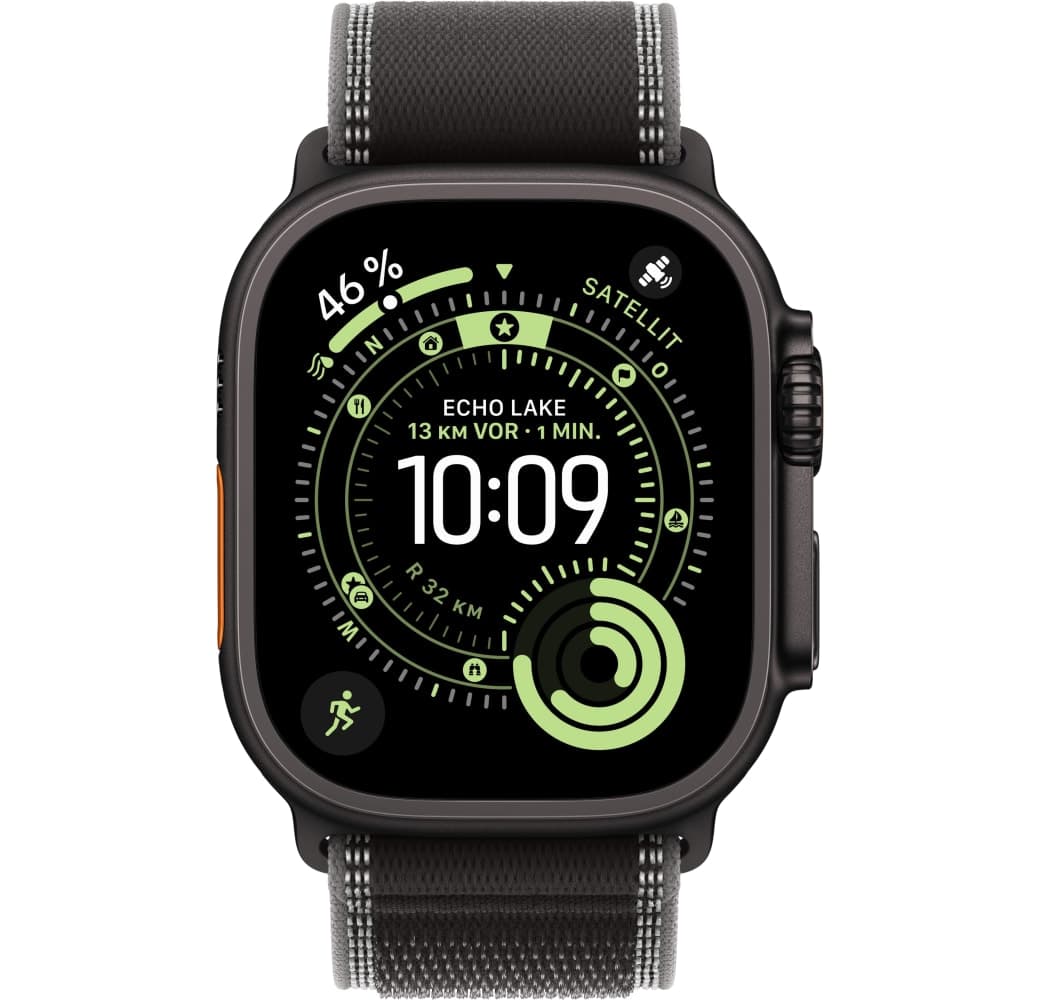 Schwarz/Kohlegrau Apple Watch Ultra 3 GPS + Cellular, Titangehäuse, Trail Loop, 49 mm.2